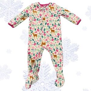 Carter's Pink and Green Deer Print Footie